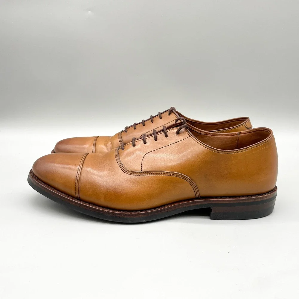 Allen Edmonds Mens 11.5 B Park Avenue Cap Toe Oxford Shoes Walnut Leather Preppy